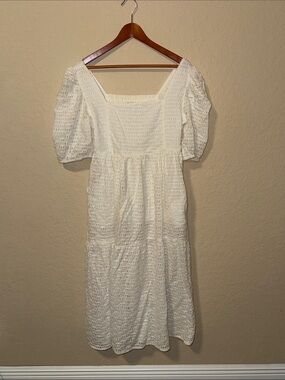 Monsoon and Beyond White Eyelet Square-Neck Midi Dress 19" p2p